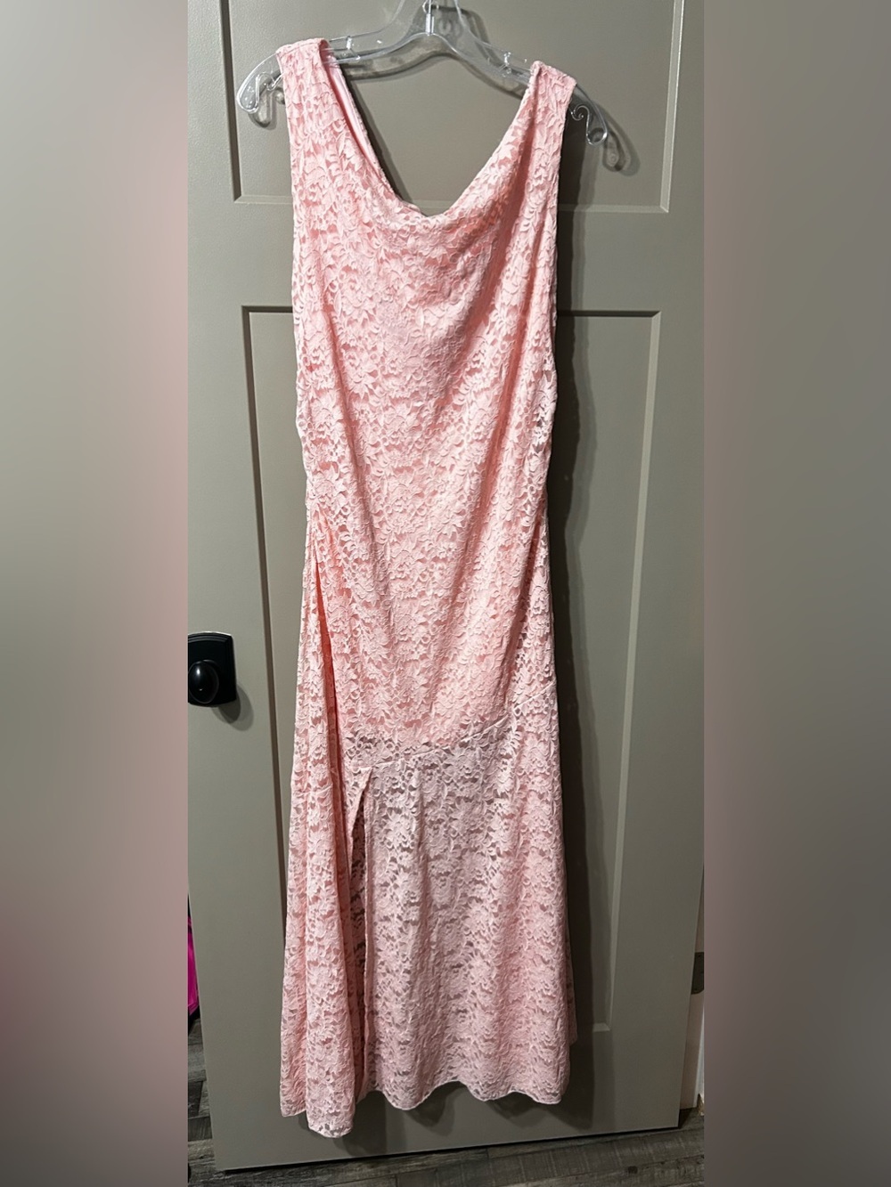 Altar'd State Josette blush pink lace maxi dress